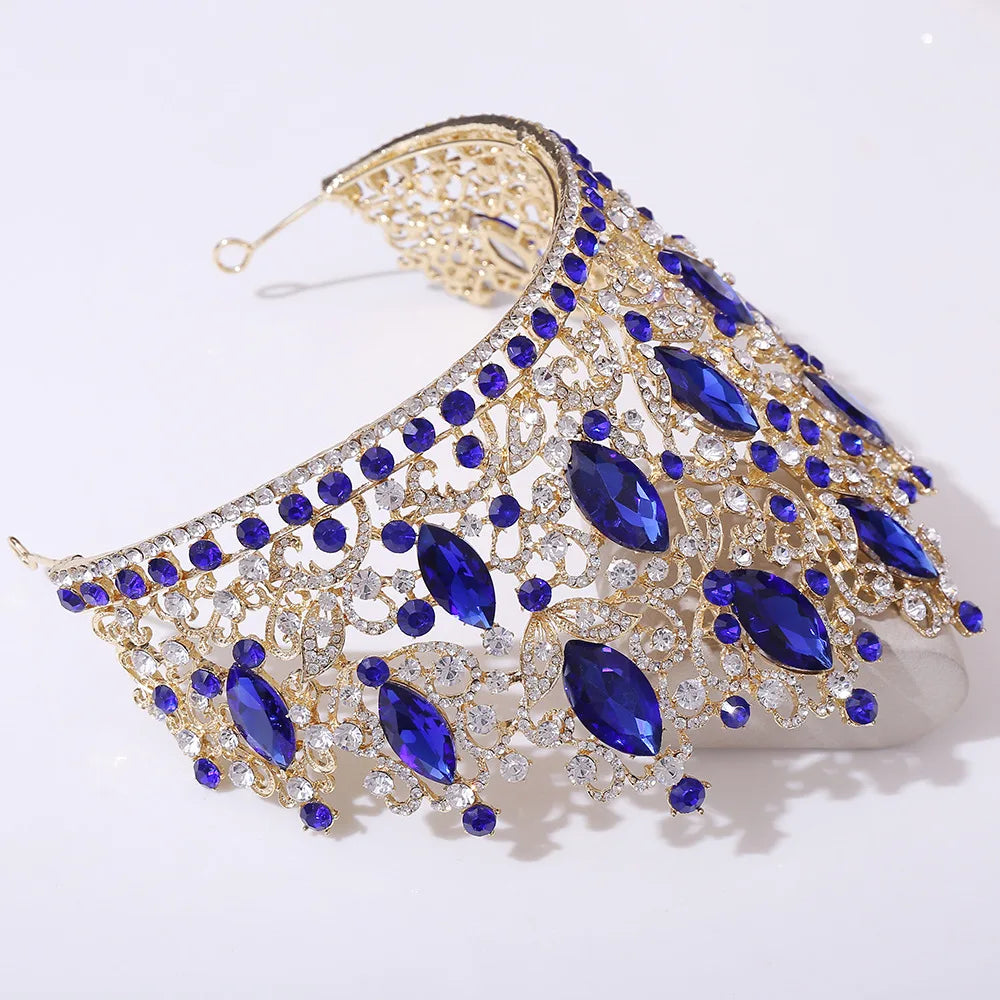 KMVEXO Luxury Big Forest Crystal Rhinestone Crown Wedding Tiara Bridal Hair Accessories Crown Party Wedding Headwear Gift