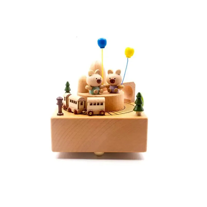 Wooden Carousel Music Box Ornaments Rotatable Hand-cranked DIY Handmade Birthday Christmas Gift Children’s Toys 크리스마스 뮤직 오르골