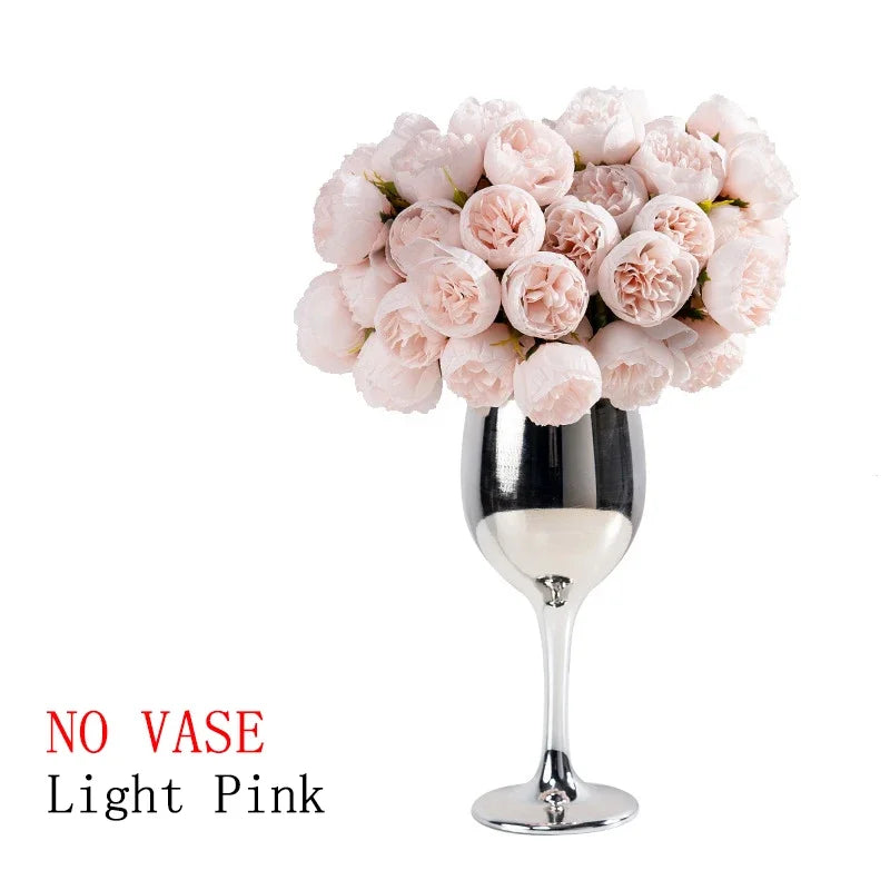 27Heads Peony Artificial Flowers for  Vase DIY Decor Bride Rose Bouquet Fake Flower Wedding Party Centerpieces Decoration Plants