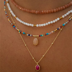 Bohemian Multilayer Handmade Mixed Chain For Woman Fashion Necklaces Water Droplet Crystal Pendant Jewelry Gift 2023 New