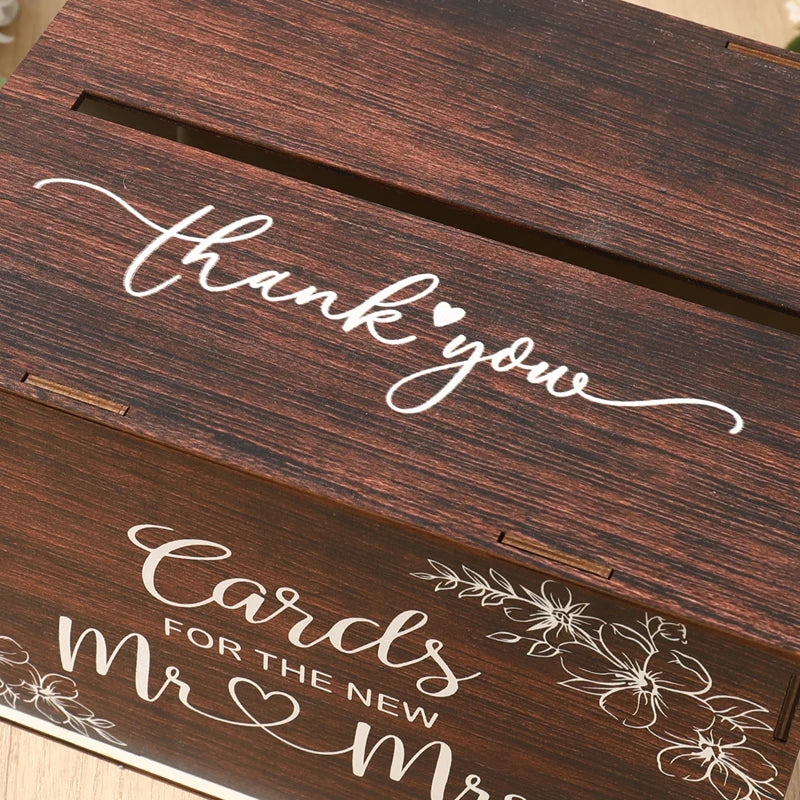 Wedding Card Box with Lid Wood Gift Card Box for Wedding Reception Rustic Envelope Money Box DIY Rustic Wedding Party Supplies