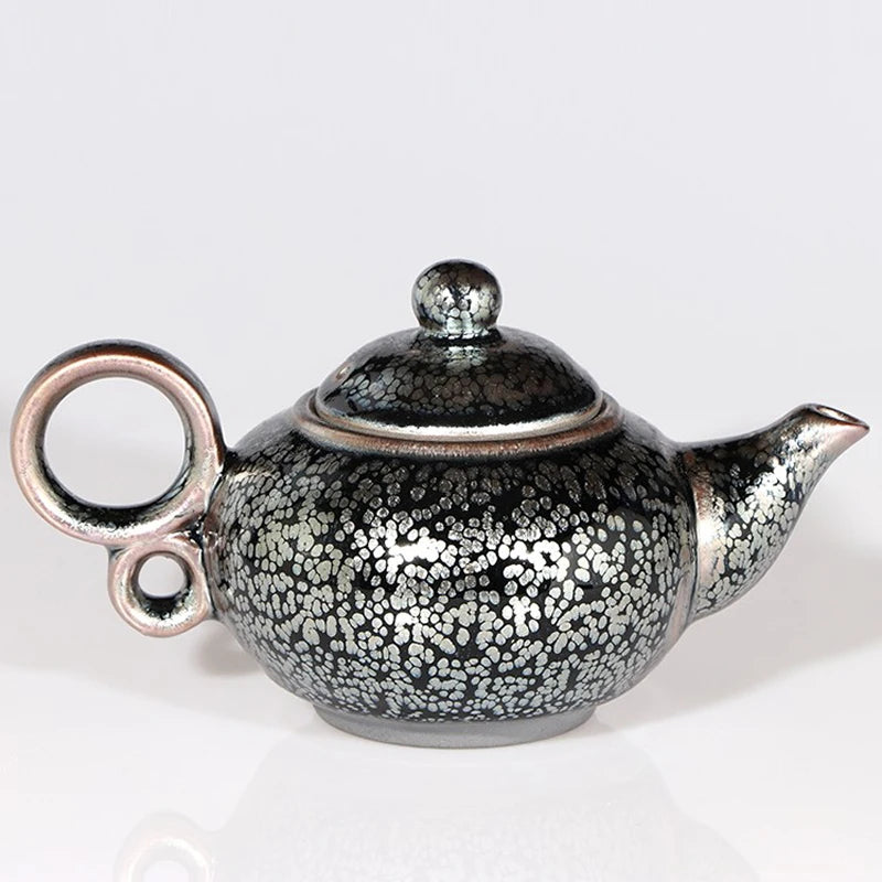 Teapot Oilspot 250ml Porcelain Pot Ceramic Tea Pot China Traditional Culture Heritage Fired in Kiln Gift/JIANZHAN