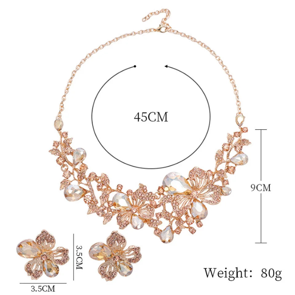 Zlxgirl jewelry Classice Fashion women's wedding jewelry sets colorful Enamel flower necklace with earring accessory