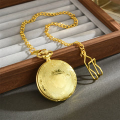 Fashionable Golden Roman Numeral Quartz Pocket Watch Large Bracelet Gift Pocket Watch