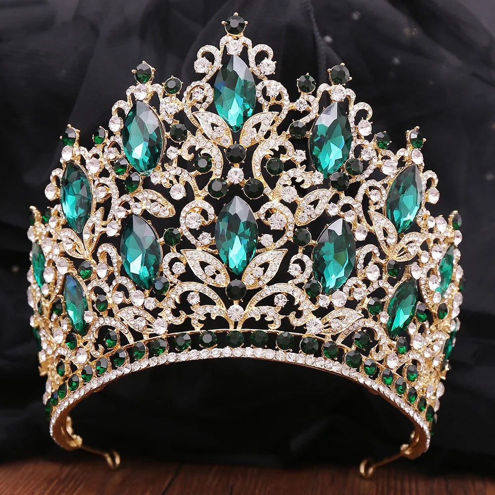 KMVEXO Luxury Big Forest Crystal Rhinestone Crown Wedding Tiara Bridal Hair Accessories Crown Party Wedding Headwear Gift