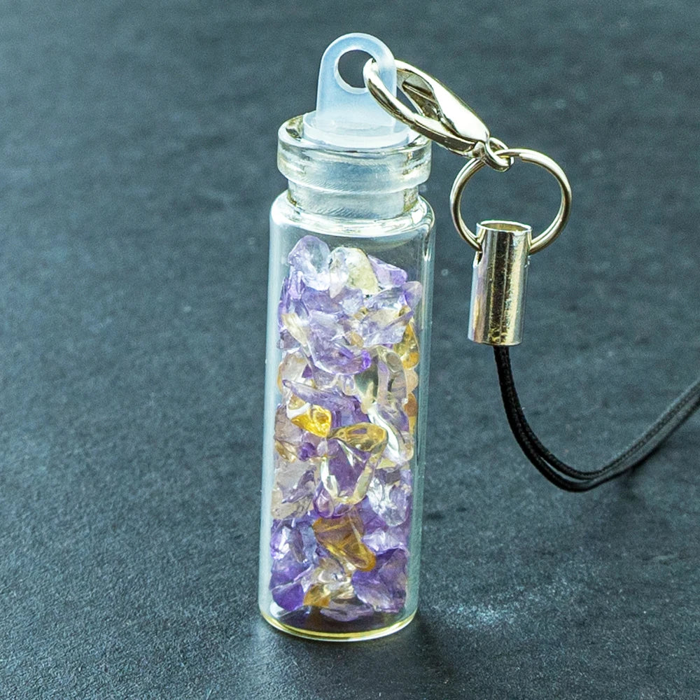 Natural Crystal Gravel Gemstone Wishing Bottle Energy Reiki Healing Container Stone Crafts Christmas Halloween Gift Home Decor