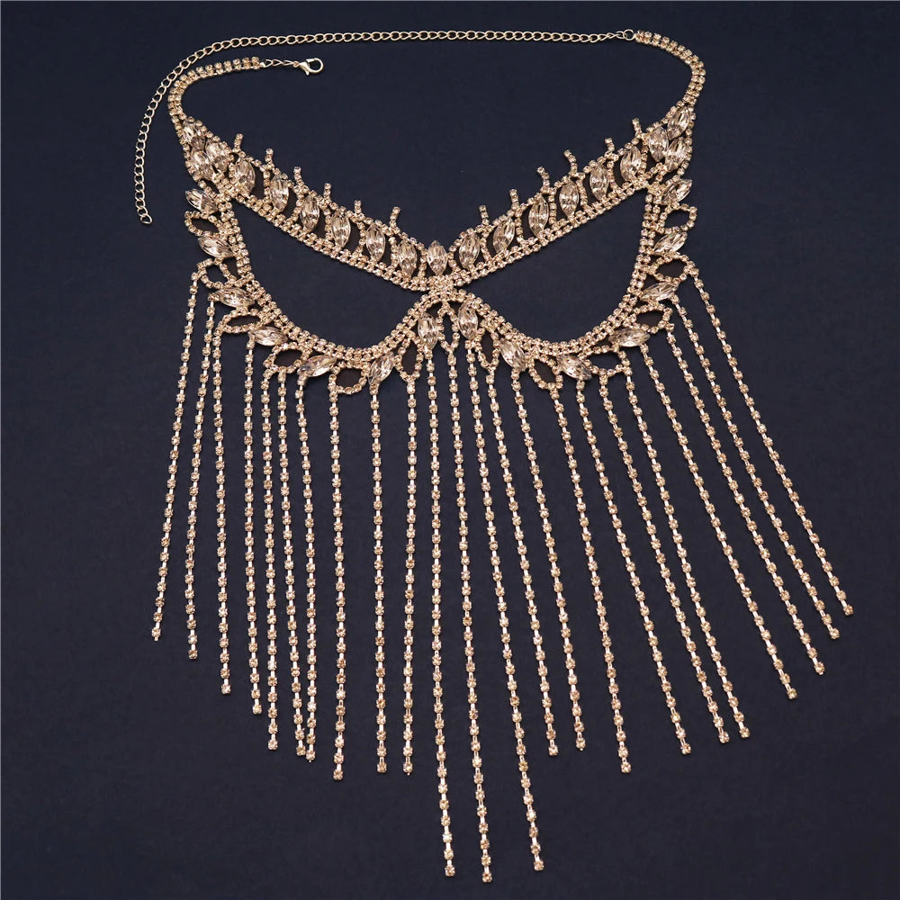 Fashion Charming Rhinestone Tassel Veil Masks for Women Bohe Face Jewelry Chain Masquerade Dance Party Sexy Costume Accessories