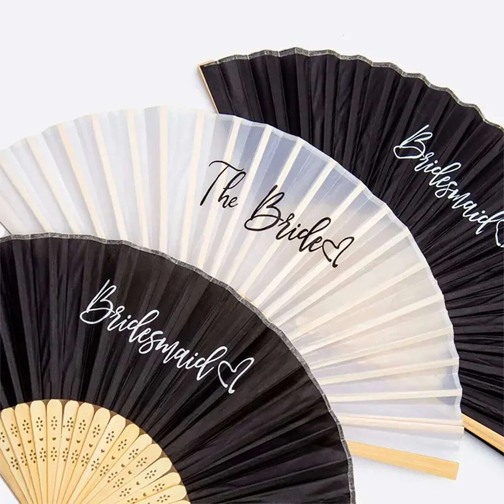 The Bride Folding Fans Foldable Bamboo Fans Souvenir Gifts Wedding Party Anniversary Day Outdoor Gathering Decor DIY Accessories
