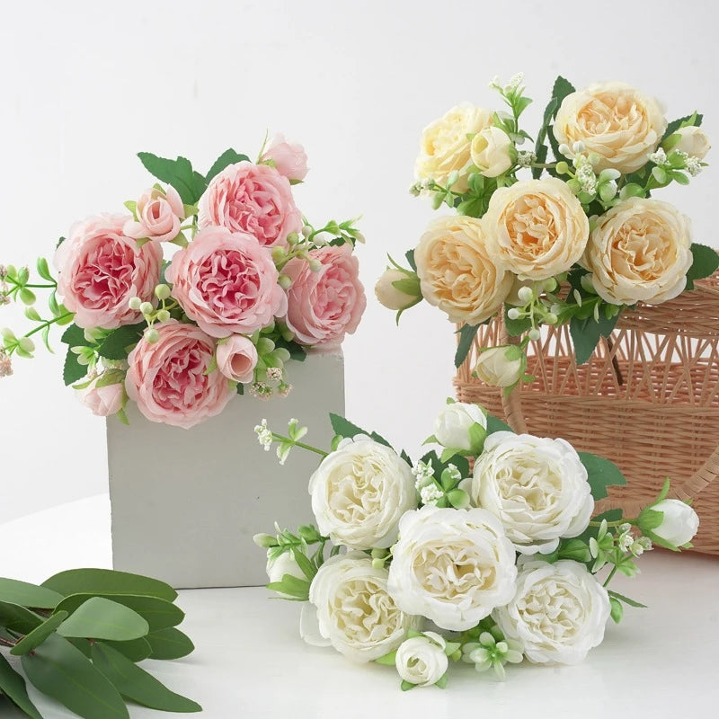 1/3pcs Artificial Flower silk Peony rose Bouquet for Home decor Table vase Wedding bridal bouquet Decoration diy gift Hot sales