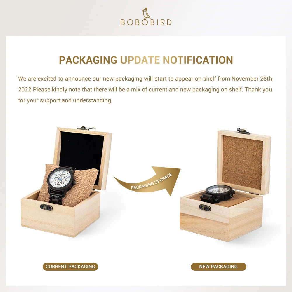 BOBO BIRD Wood Men Watch Relogio Masculino Top Brand Luxury Stylish Chronograph Military Watches Timepieces in Wooden Gift Box