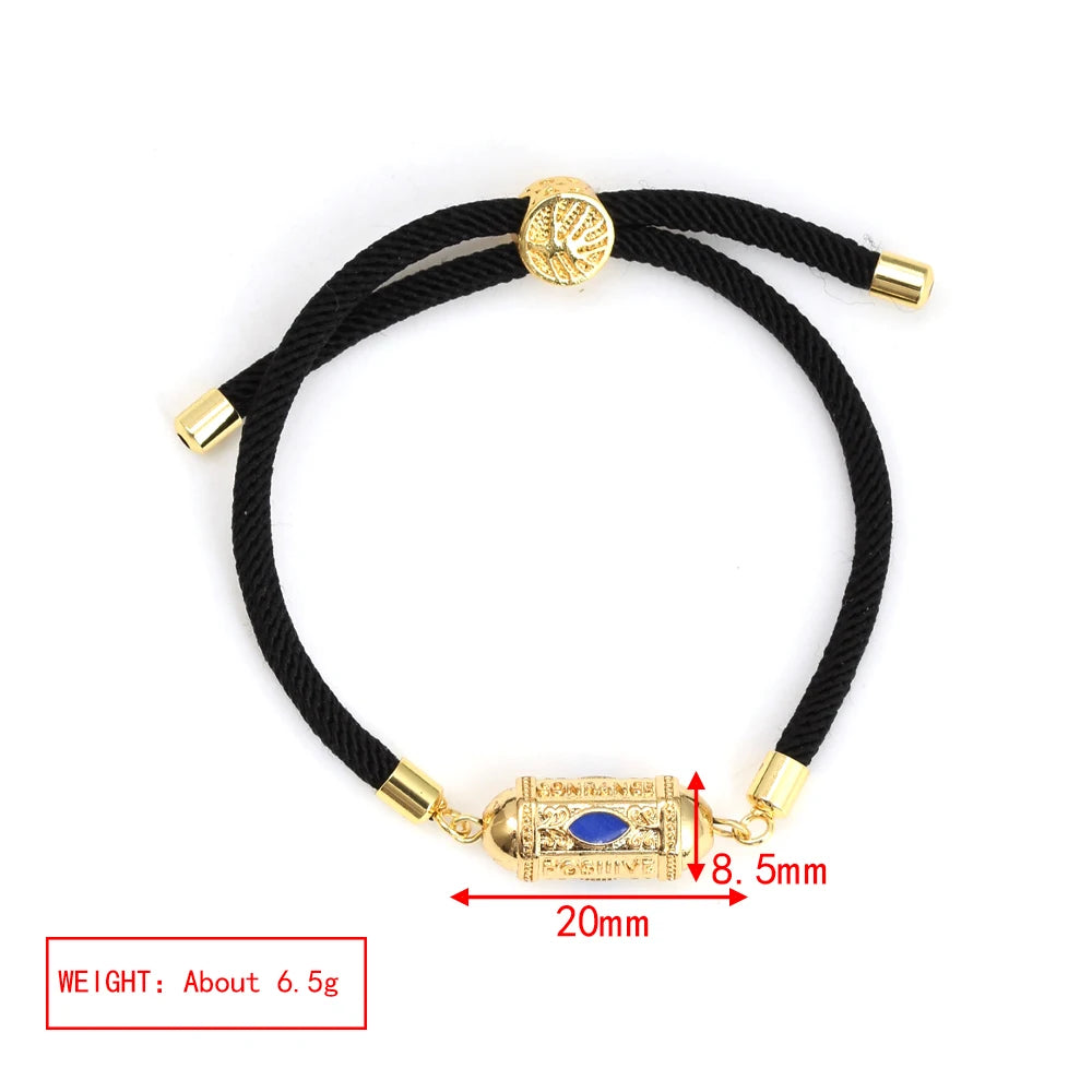 Enamel Tube Spacer Colored Zircon Beads Charm Bracelet For Women Adjustable Leaf Buckle Pull Rope Boho Summer Beach Jewelry Gift