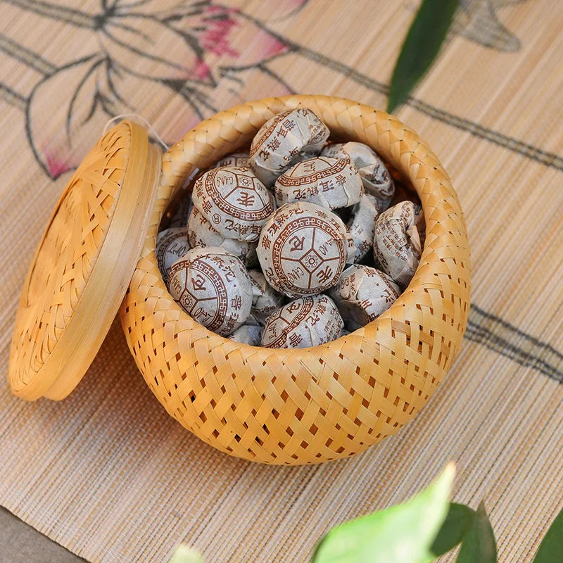 Bamboo woven small basket double-layer hollow small mini box bamboo woven packaging box,creative flower pot,bamboo woven tea jar