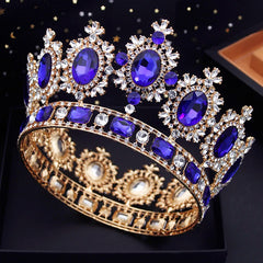 Vintage Royal Queen Wedding Crown Large Diadem Crystal Tiaras Circle Prom Pageant Headdress Bridal Jewelry Head Ornaments