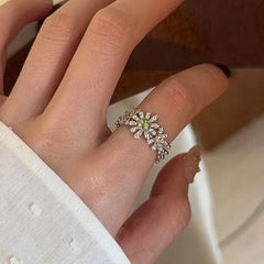 PANJBJ 925 Sterling Silver Flower Rings For Women Zircon Design Fashion Sweet Romantic Jewelry Gift Dropshipping