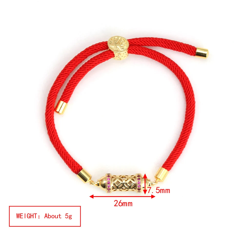 Enamel Tube Spacer Colored Zircon Beads Charm Bracelet For Women Adjustable Leaf Buckle Pull Rope Boho Summer Beach Jewelry Gift