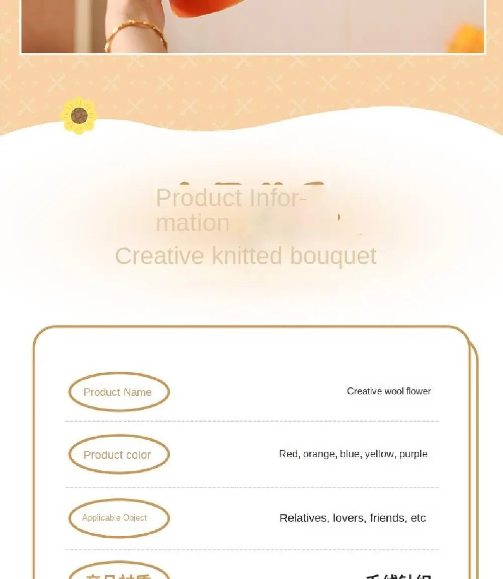 Artificial Flower Crochet Bouquet Handmade Anniversary Sunflower Daisy Bouquet Mothers Day Birthday Gift Eternal Flower
