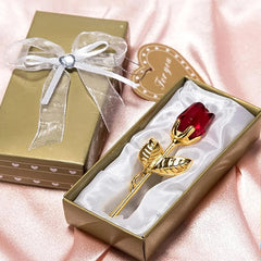 Glass Rose Mini Crystal Flower Artificial Flowers Room Ornament Office Desktop Decoration Wedding Party Valentine's Day Gift