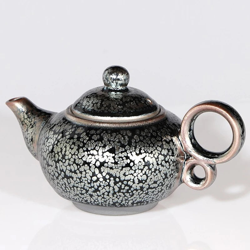 Teapot Oilspot 250ml Porcelain Pot Ceramic Tea Pot China Traditional Culture Heritage Fired in Kiln Gift/JIANZHAN