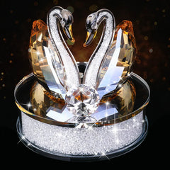 Exquisite Handmade Crystal Swan Crystal Animal Figurines Glass Car Ornament Decor Couple Swan With Base Home Decor Xmas Gift