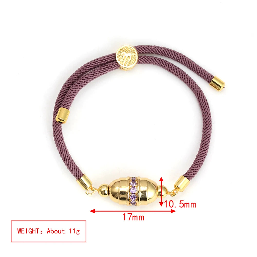 Enamel Tube Spacer Colored Zircon Beads Charm Bracelet For Women Adjustable Leaf Buckle Pull Rope Boho Summer Beach Jewelry Gift