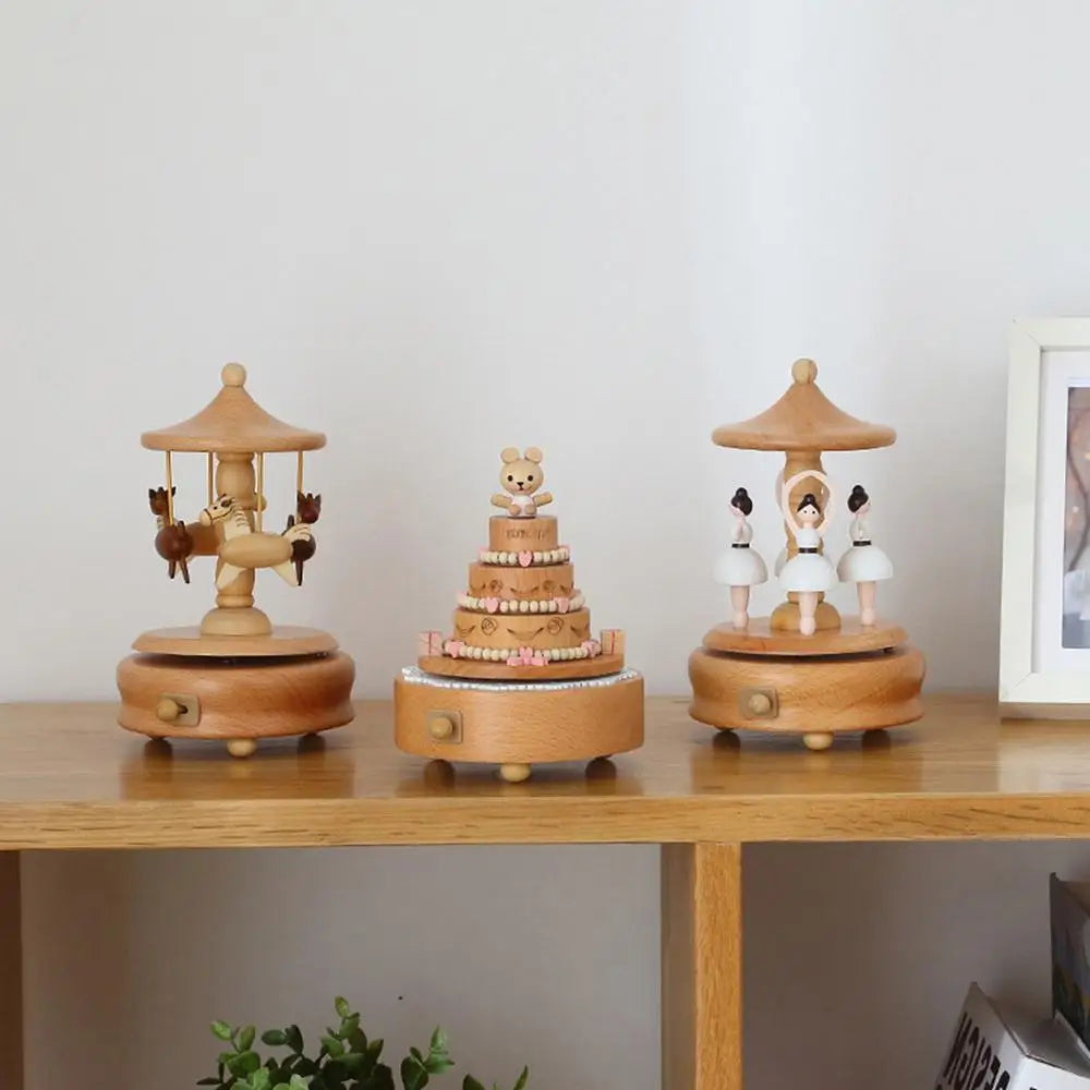 Wind Up Musical Box Wooden Music Box Wood Crafts Retro Birthday Gift Vintage Home Decoration Accessories Valentine's Day Gift