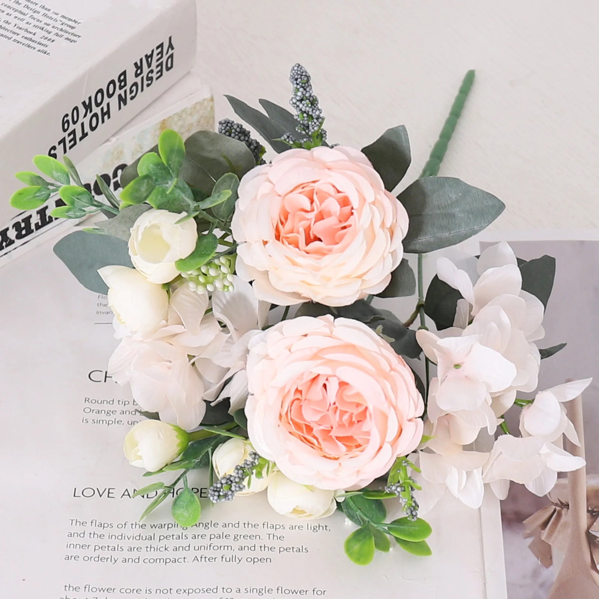 Artificial Flowers Peony Silk Hydrangea Christmas Decoration Valentine's Day Gift Home Wedding Bride Fake Bouquet Accessories