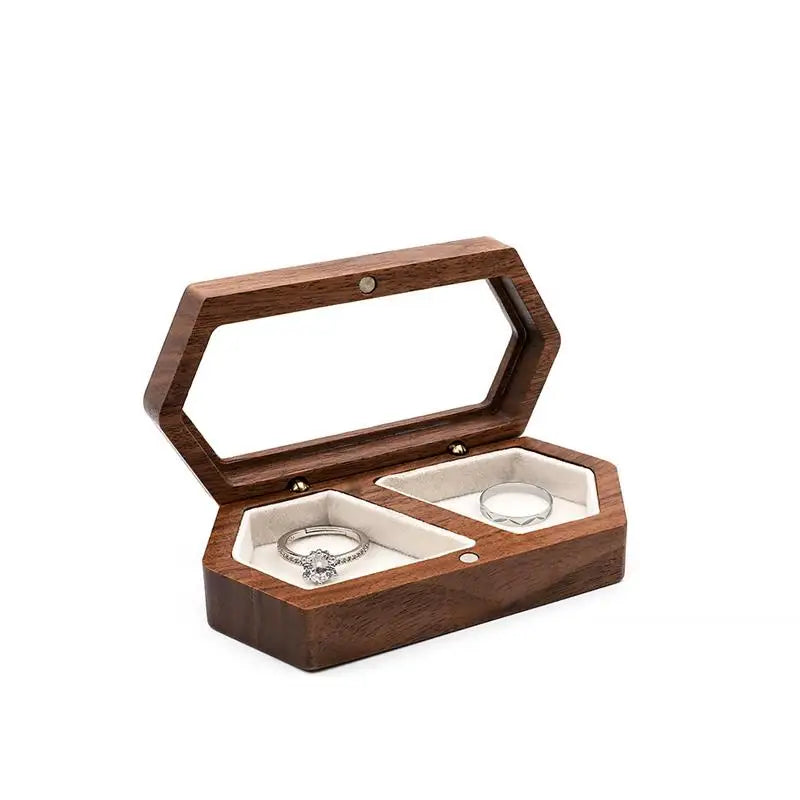 Ring Box Jewelry Storage Engagement Wedding Ceremony Ring Proposal Ring Rustic Wedding Gift for Girl Walnut Wood