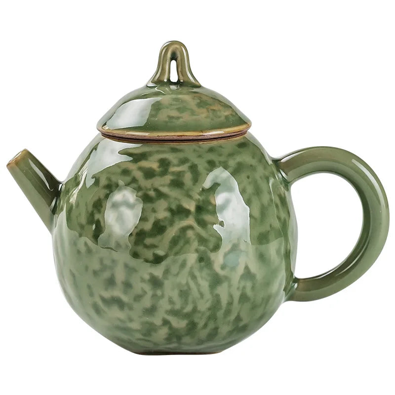 Retro Celadon Ceramics Teapot Chinese Small Pot with Filter Kung Fu Teaware Single Pot Loop-Handled Tea Kettle Tea Maker