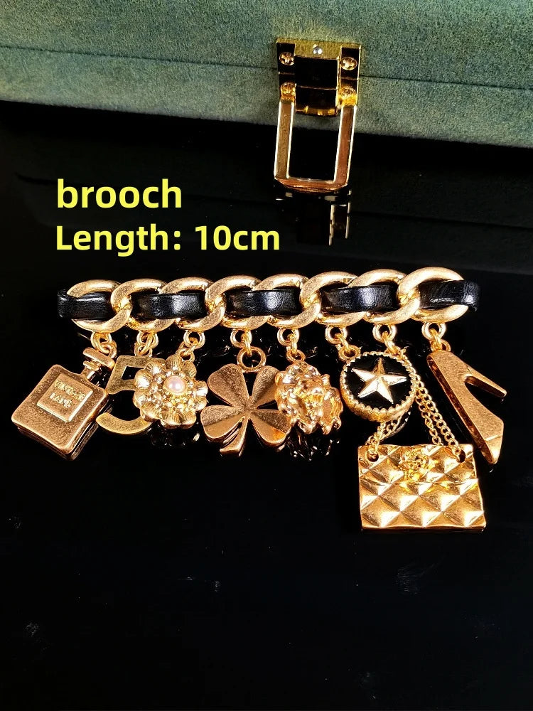 Stylish vintage style High quality luxury necklace, bracelet and brooch jewelry set for women's wedding anniversary party gifts
