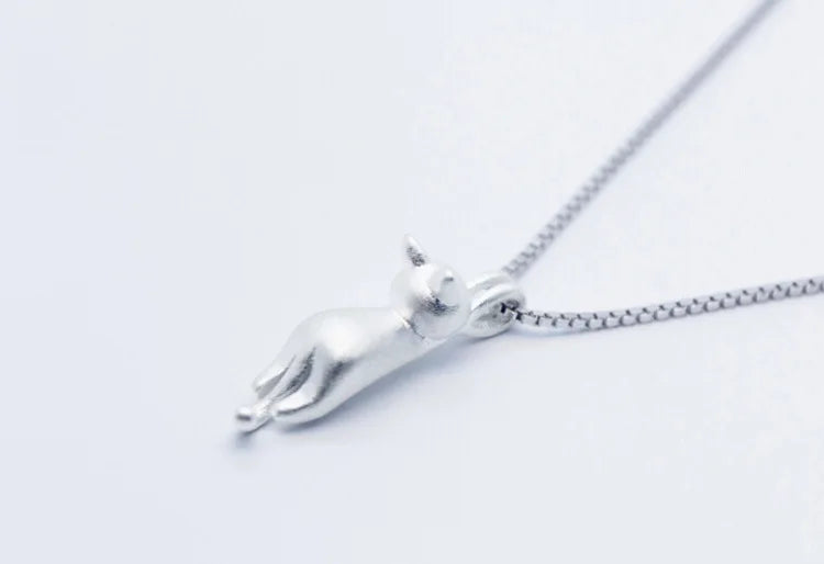 Popular 925 Sterling Silver Jewelry Korean Fashion Simple Animal Cute Kitty Clavicle Chain Pendant Cat Necklaces H3