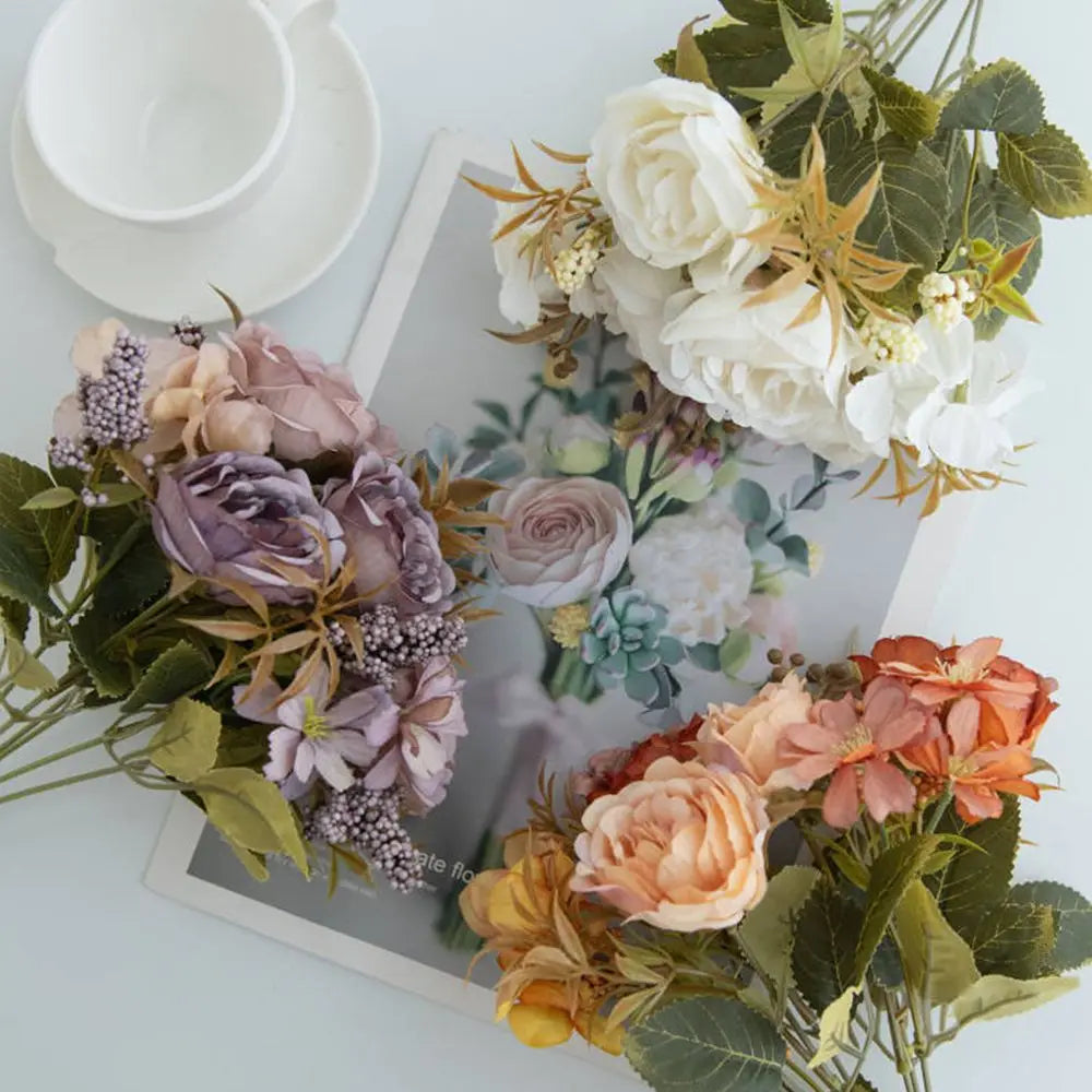 1/3pcs Silk Artificial Flowers Roses Peony Wedding Bridal Bouquets Home Outdoor Garden Arch Diy Gifts Festival Table Decorations