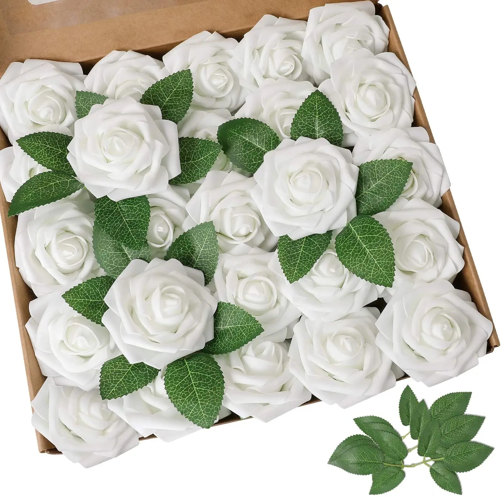30pcs Artificial Blue Rose Flowers Fake Foam Roses With Stems Wedding Party DIY Decoration Faux Flower Boho Home Room Vase Decor