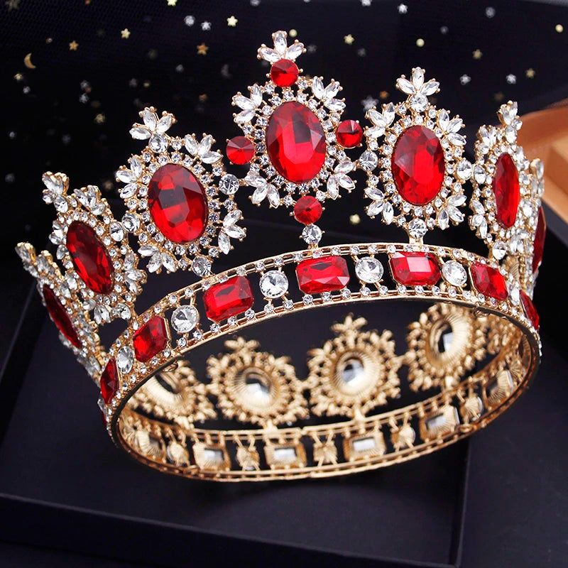 Vintage Royal Queen Wedding Crown Large Diadem Crystal Tiaras Circle Prom Pageant Headdress Bridal Jewelry Head Ornaments