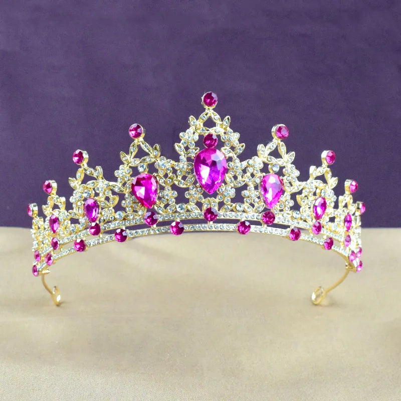 Princess Crown Crystal Tiara Girls Hair Accessories High-end Atmosphere Dance Performance Birthday Gift Crown
