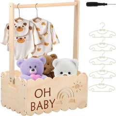 Wood Baby Shower Crate Closet Baby Shower Basket with Handle Practical Multipurpose Gift Basket for Boys Girls New Parents