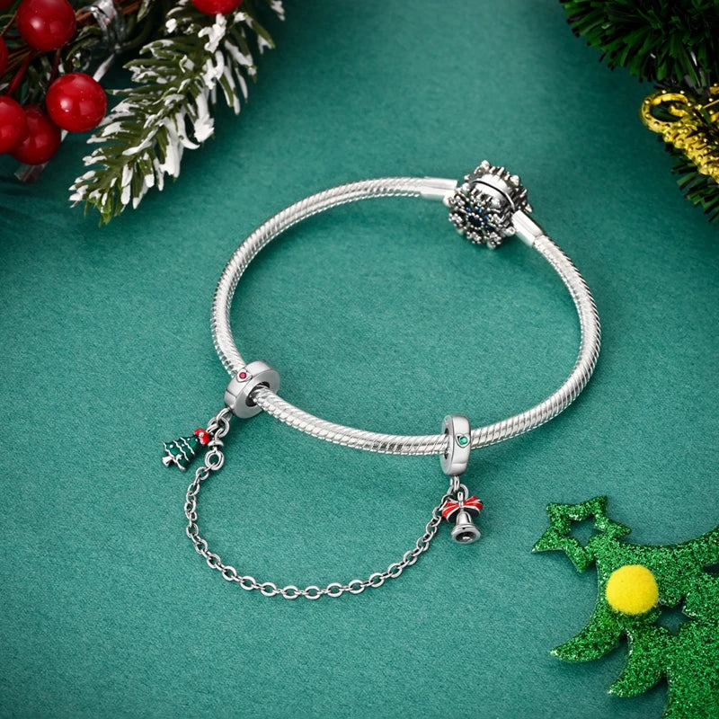 Christmas Series 925 Sterling Silver Gift Box Elk Crystal Ball Love Hot Air Balloon Charms Fit DIY Bracelet Necklace Holiday