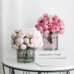 27Heads Peony Artificial Flowers for  Vase DIY Decor Bride Rose Bouquet Fake Flower Wedding Party Centerpieces Decoration Plants
