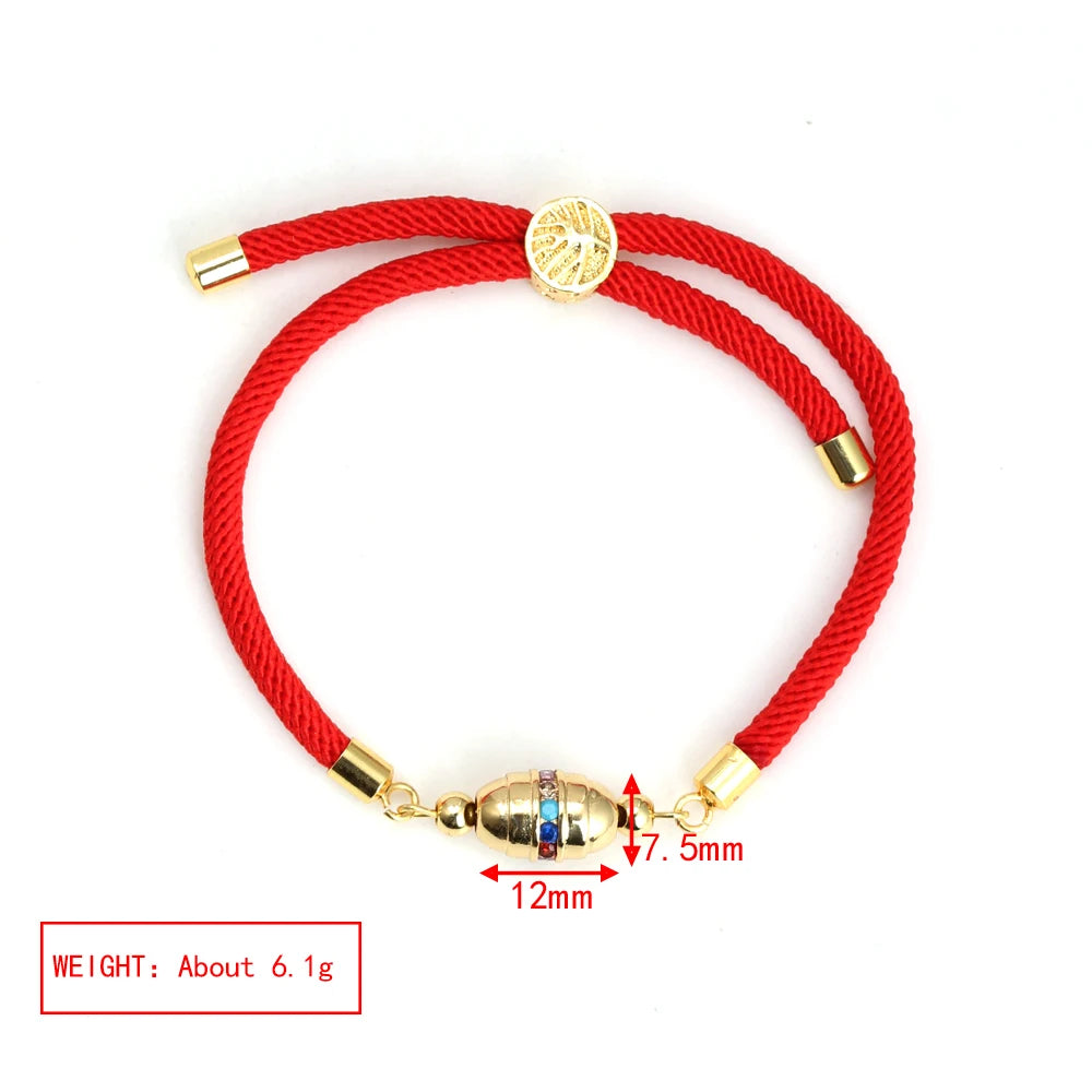 Enamel Tube Spacer Colored Zircon Beads Charm Bracelet For Women Adjustable Leaf Buckle Pull Rope Boho Summer Beach Jewelry Gift