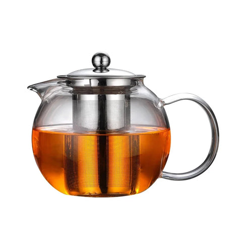 Heat Resistant Glass Tea Pot Thicken Heated Container Tea Pot With Stainless Steel Infuser Clear Kettle High Quality Teapot