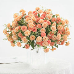 Artificial Flowers Wedding Bouquet Festival Decor Vases for Home Room Scrapbooking Diy Candy Box Silk Material Orange Hydrangea