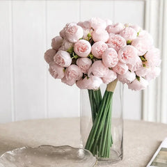 27Heads Peony Artificial Flowers for  Vase DIY Decor Bride Rose Bouquet Fake Flower Wedding Party Centerpieces Decoration Plants