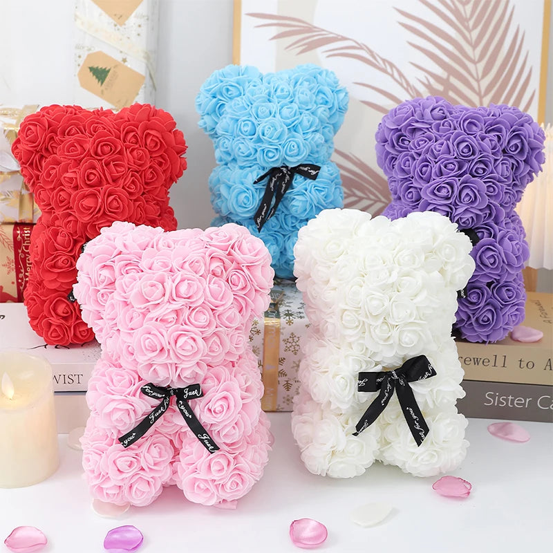 1pc Artificial Rose Bear Flower a Gift for Women Christmas Valentine's Day Birthday Anniversary Supplies  Party Decoration