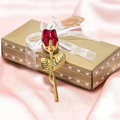 Glass Rose Mini Crystal Flower Artificial Flowers Room Ornament Office Desktop Decoration Wedding Party Valentine's Day Gift