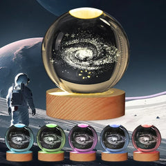 6cm 3D Crystal Christmas Night Light Wooden Base Seven Spectral Colors LED Gift for Boys and Girls