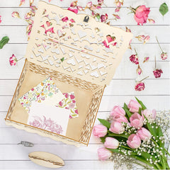 Wooden Wedding Gifts Card Boxes With Lock Mr&Mrs Couple Flower Pattern Envelope Sign Cards Wood Box DIY Rustic Wedding Supplies
