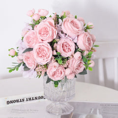 Artificial Flowers Peony Silk Hydrangea Christmas Decoration Valentine's Day Gift Home Wedding Bride Fake Bouquet Accessories