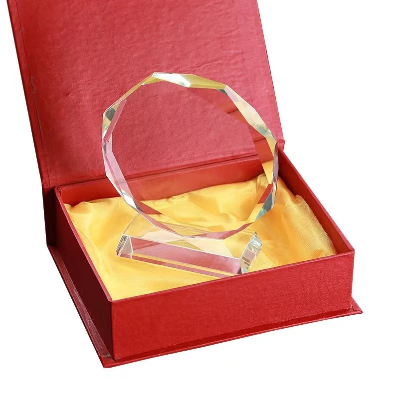 Crystal Glass Trophy Blank Crystal Trophy Medal Graduation Season Commemorative Ornaments Company Awards Octagonal decoration