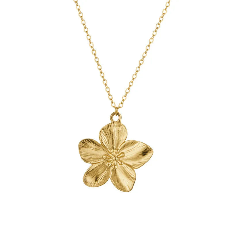 Gold Color Flower Shaped Earrings Necklace For Women Fashion Personality Flower Ring Bracelet Party Daily Jewelry