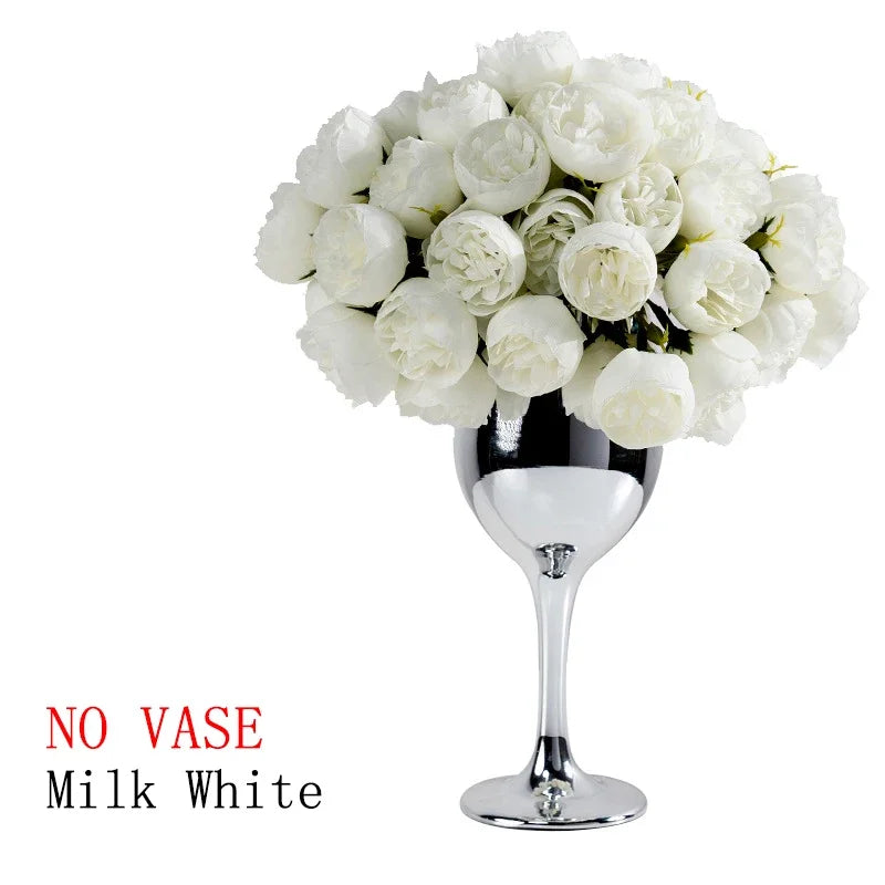 27Heads Peony Artificial Flowers for  Vase DIY Decor Bride Rose Bouquet Fake Flower Wedding Party Centerpieces Decoration Plants