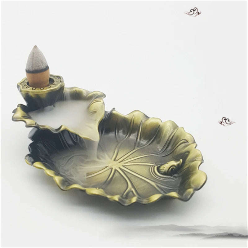 Hot sale 1PC Alloy Incense Burner Stick Holder Plate Buddhism Lotus Censer Bronze Nasturtium Incense Burner 2 Styles